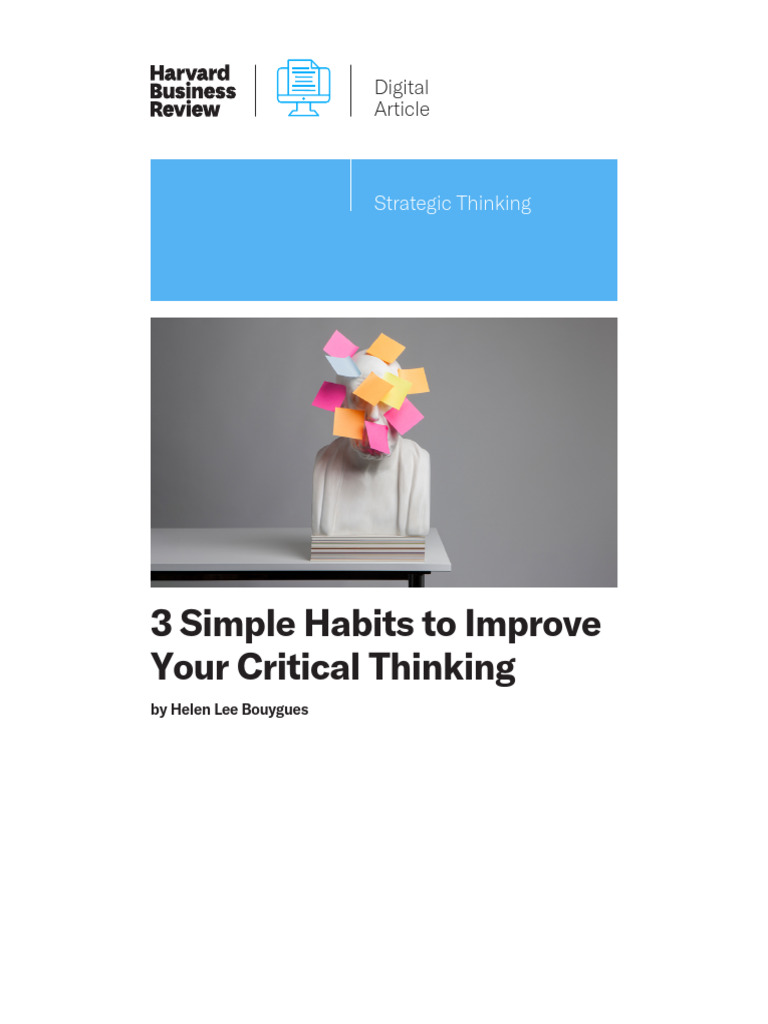 3 Simple Habits To Improve Your Critical Thinking Pdf Thought Bra