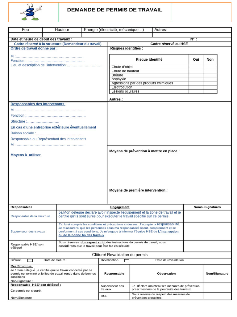 Demande de Permis de Travail HSE | PDF | Sécurité