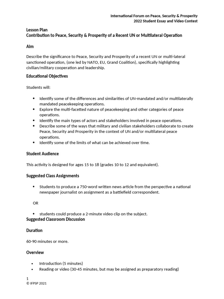 Student Guide to UN Peace Operations | PDF | Peacekeeping | United Nations