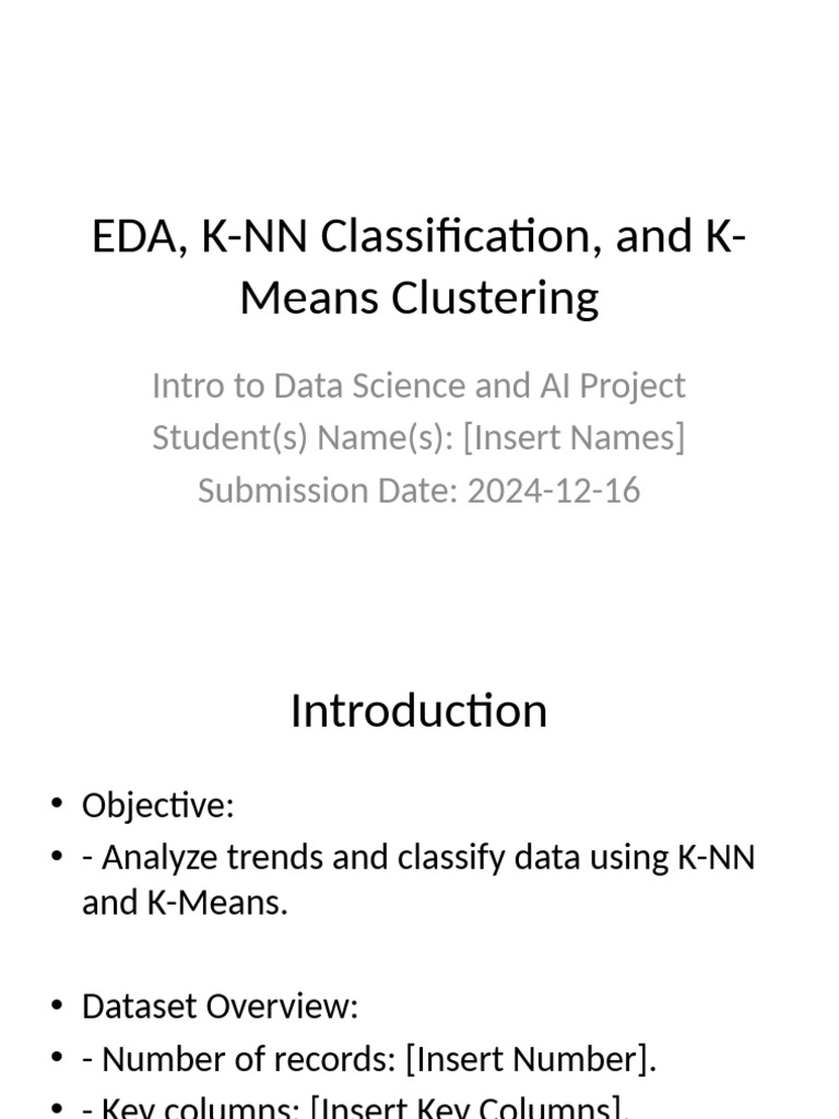 EDA KNN KMeans Project Template | PDF