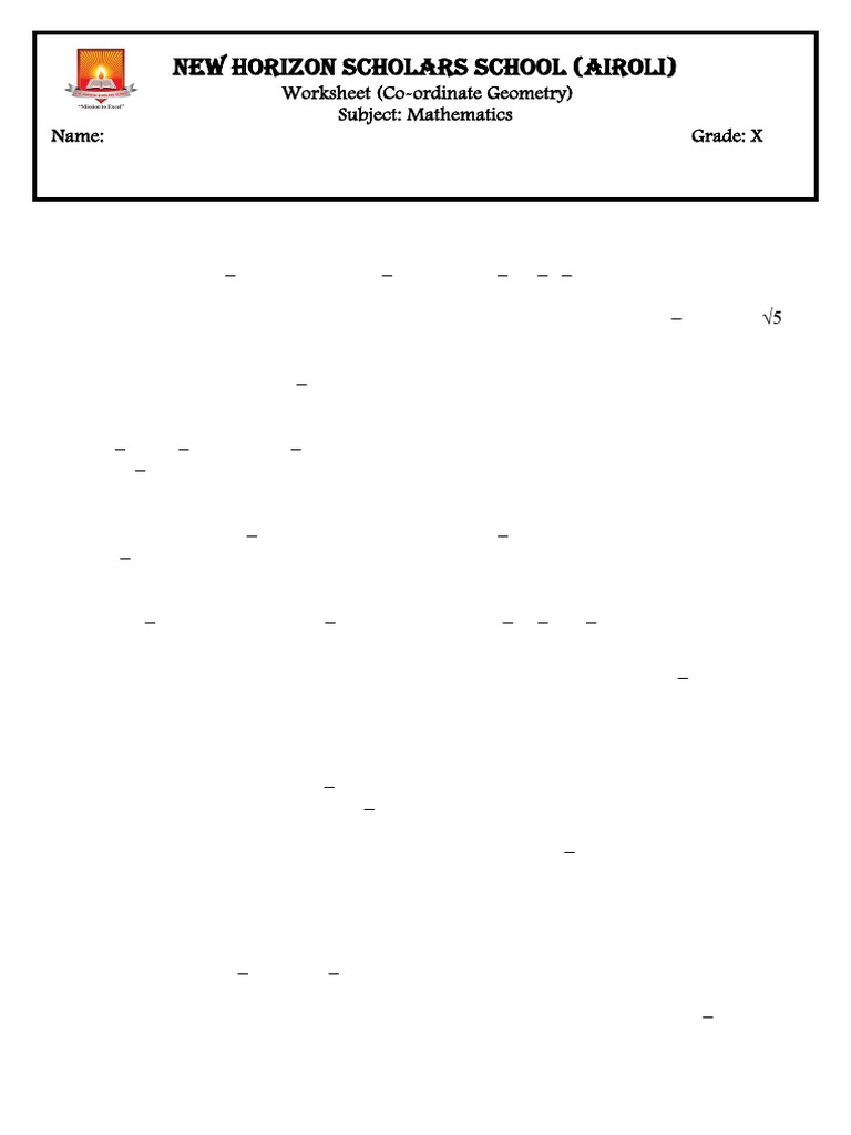 Class 9 Coordinate Geometry Worksheet | PDF | Triangle | Elementary ...