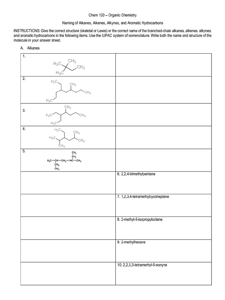 Chem 120 - Practice Worksheet | PDF