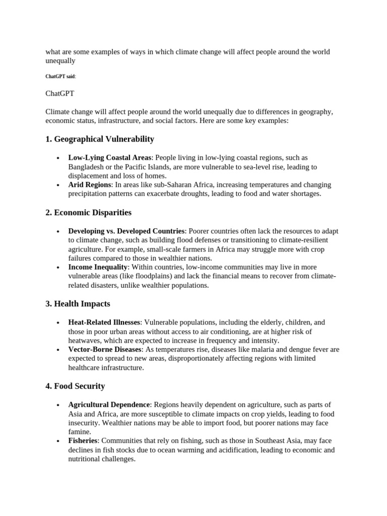 Climate Change's Unequal Global Impact | PDF | Learning | Educational ...