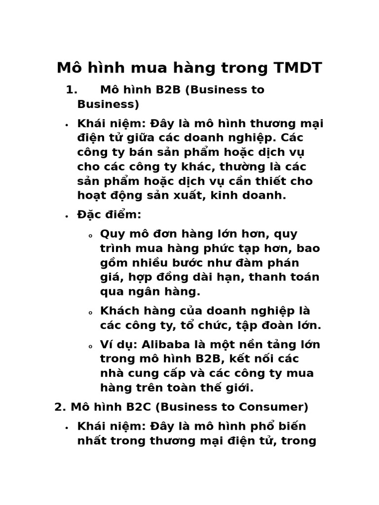 Mô Hình Mua Hàng Trong TMDT | PDF