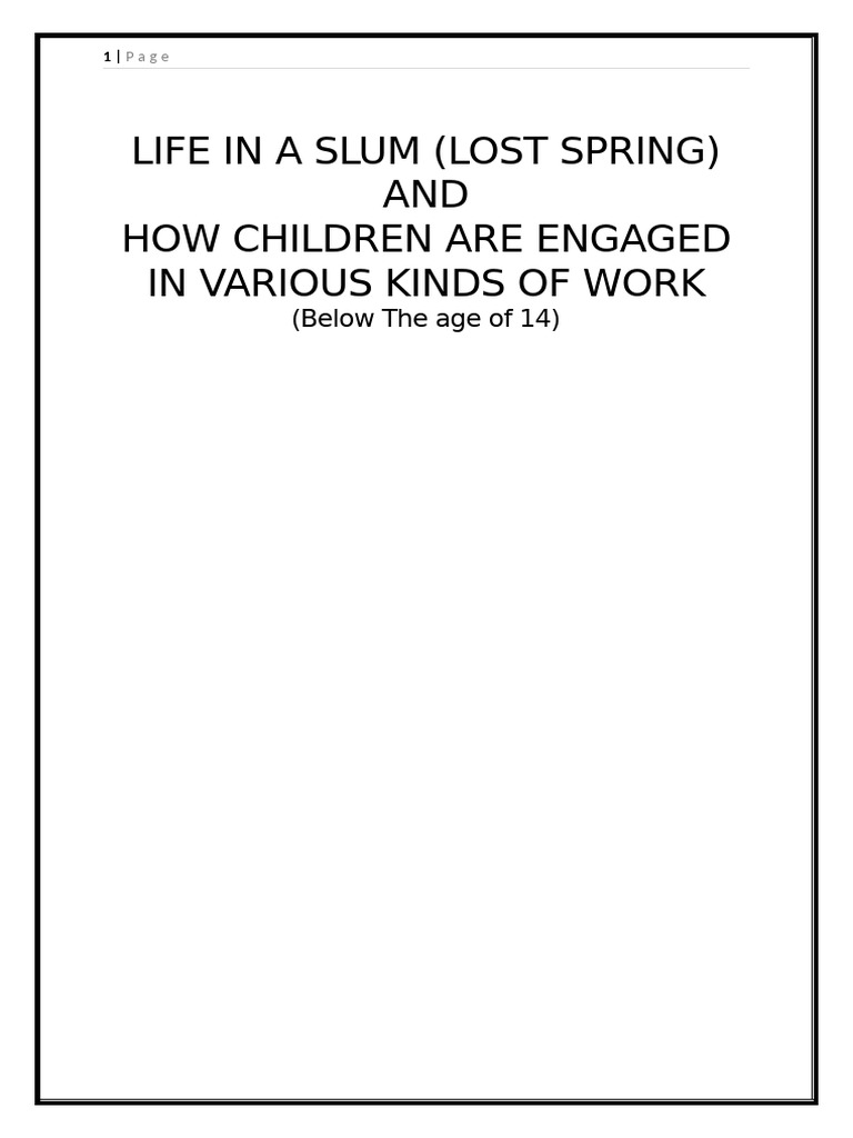 Life in A Slum | PDF | Slum | Child Labour