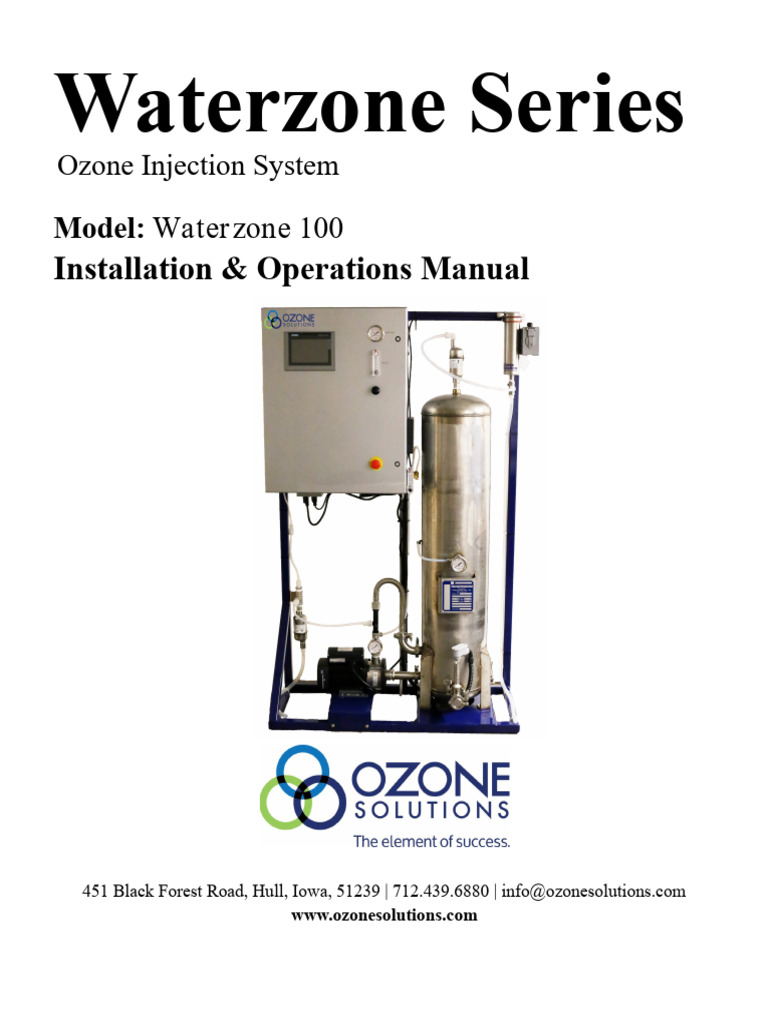 Waterzone-100 Manual | PDF | Ozone | Pump