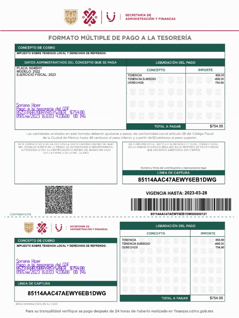 Fiscal Payment Receipt 2023 | PDF