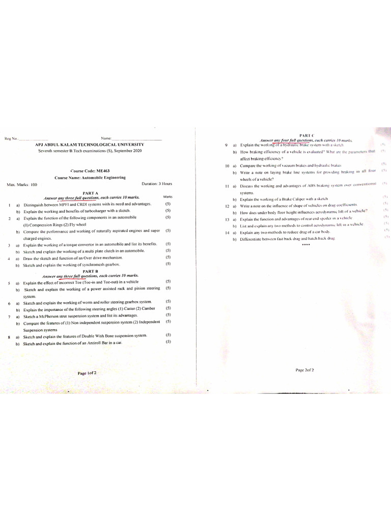 ME 463 Question Paper - 1 | PDF