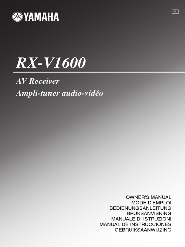 Manual RX-V1600: Guía Completa de Uso | PDF | Hdmi | Altoparlante