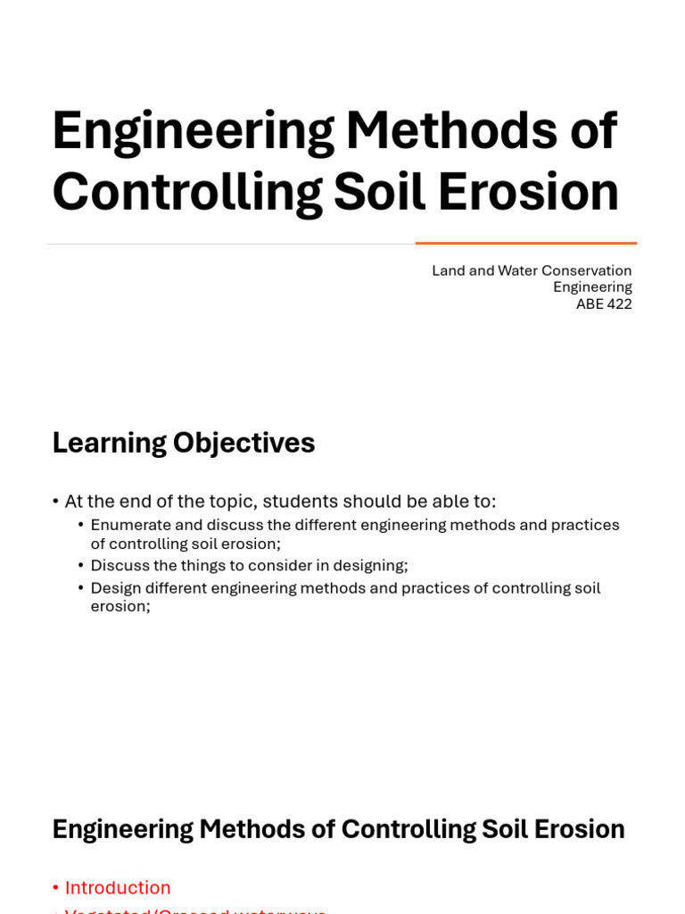 Engineering Methods of Controlling Soil Erosion Grassed Waterway | PDF ...