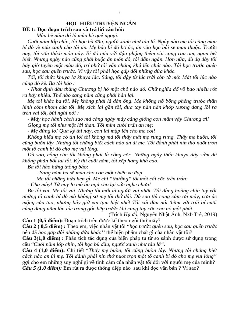ĐỌC HIỂU TRUYỆN NGẮN | PDF