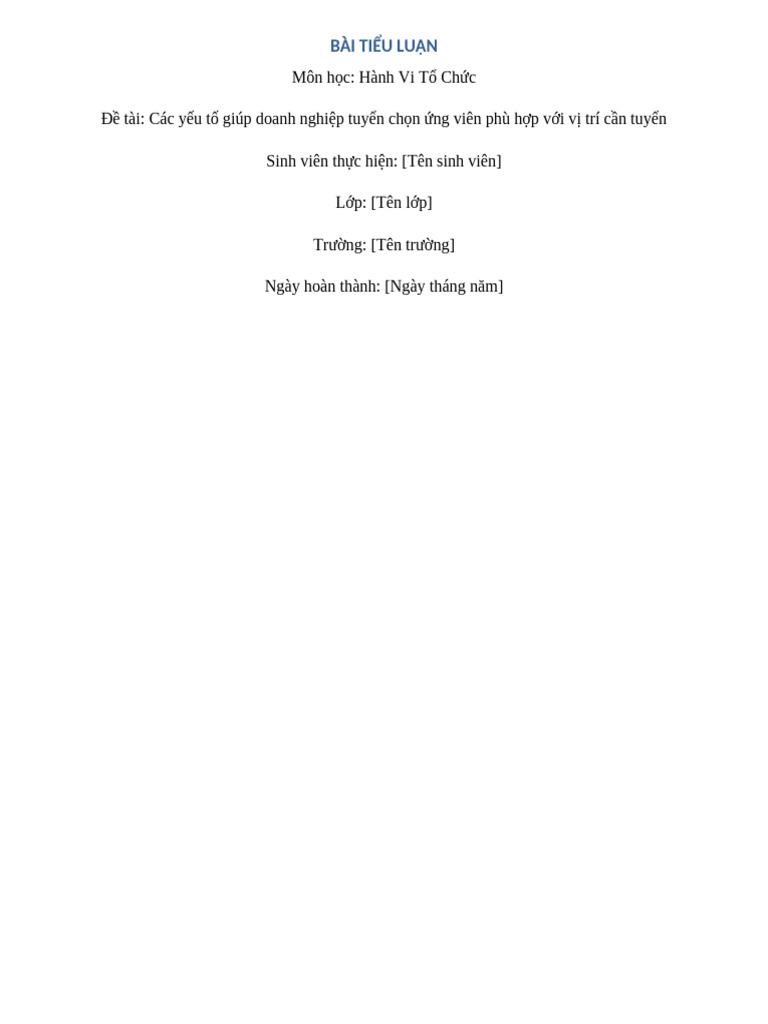 Bai Tieu Luan HVTC | PDF
