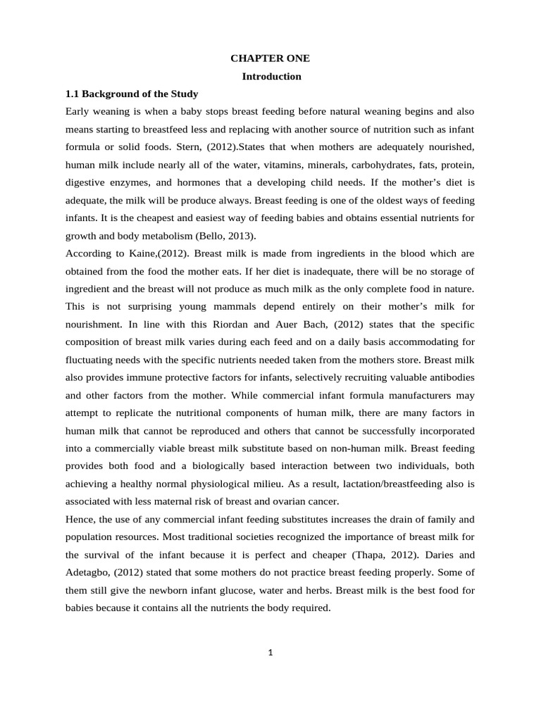 Zubairu complete project pdf breastfeeding breast milk