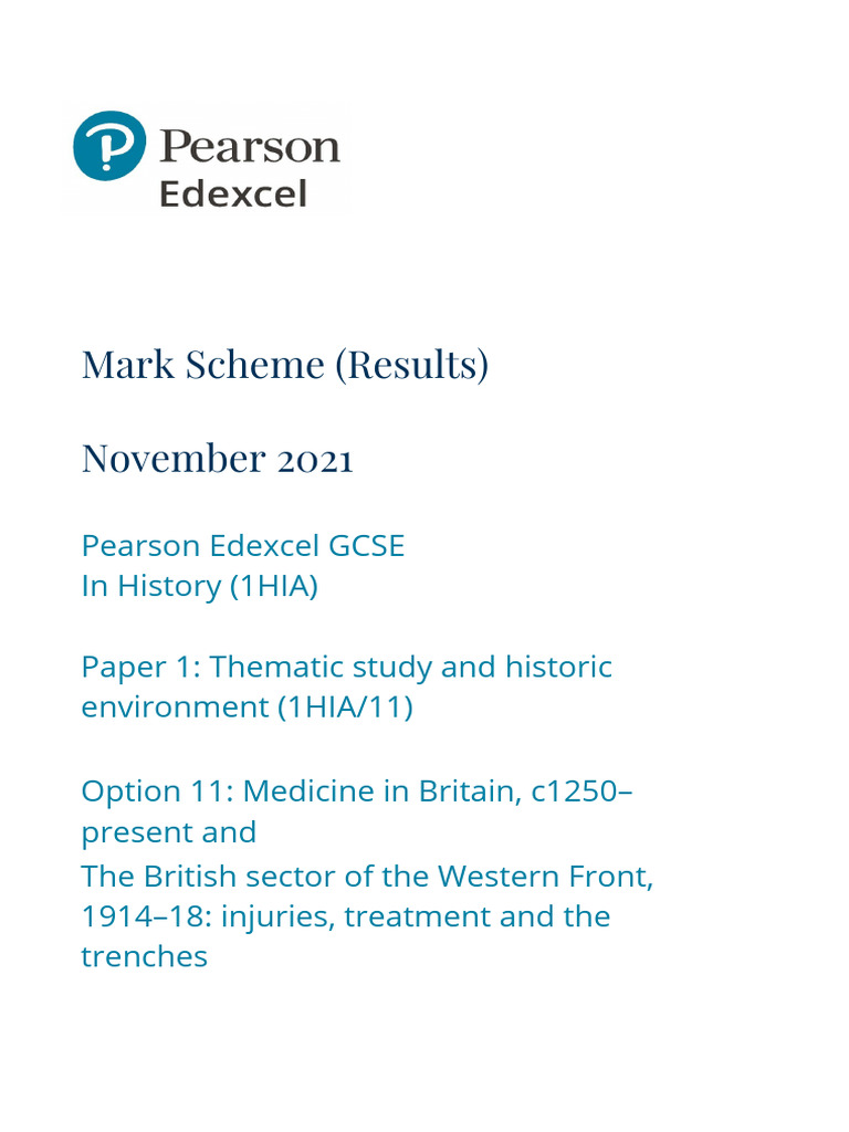 June 2021 MS - Paper 1 History GCSE | PDF | Blood Transfusion | Knowledge