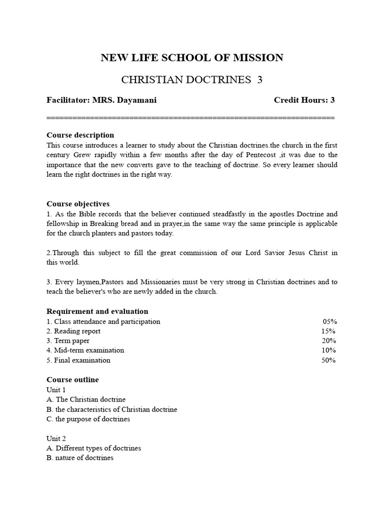 Christian Doctrines Course Overview | PDF | Salvation | Jesus