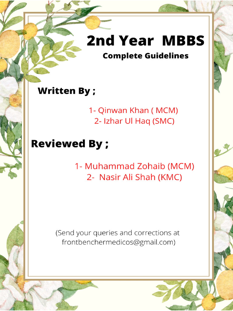 2nd Year MBBS Complete Guidelines + Mcqs Distribution(1) | PDF