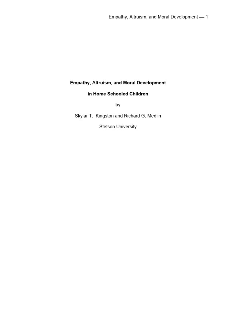 Empathy and Altruism in Home Schooling | PDF | Empathy | Morality