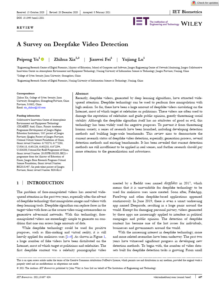 Deepfake Video Detection Overview | PDF | Deep Learning | Machine Learning