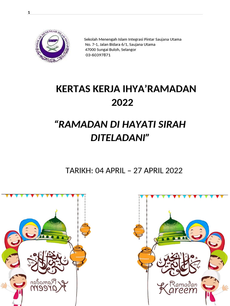 KERTAS KERJA IHYA RAMADHAN 2022 (1) (AutoRecovered) | PDF