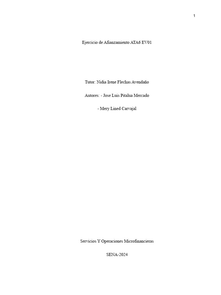 Ejercicio de Afianzamiento, ATA 6 EV01 | PDF | Bancos | Business