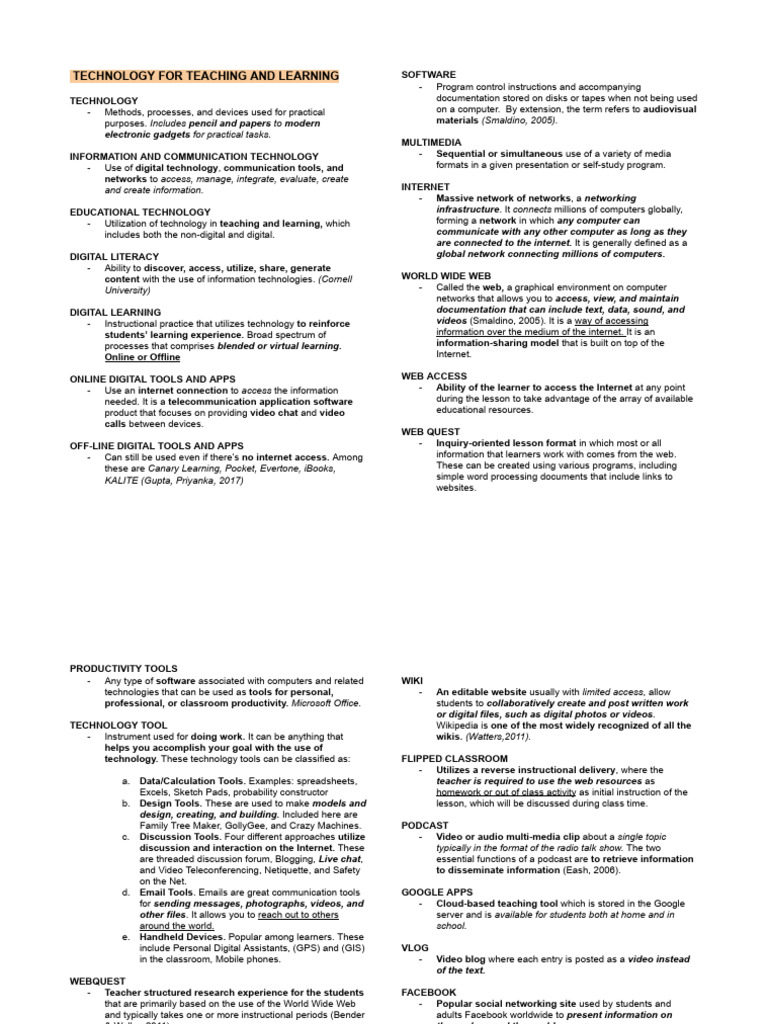 Technology For Teaching and Learning | PDF | Computer Network | Internet