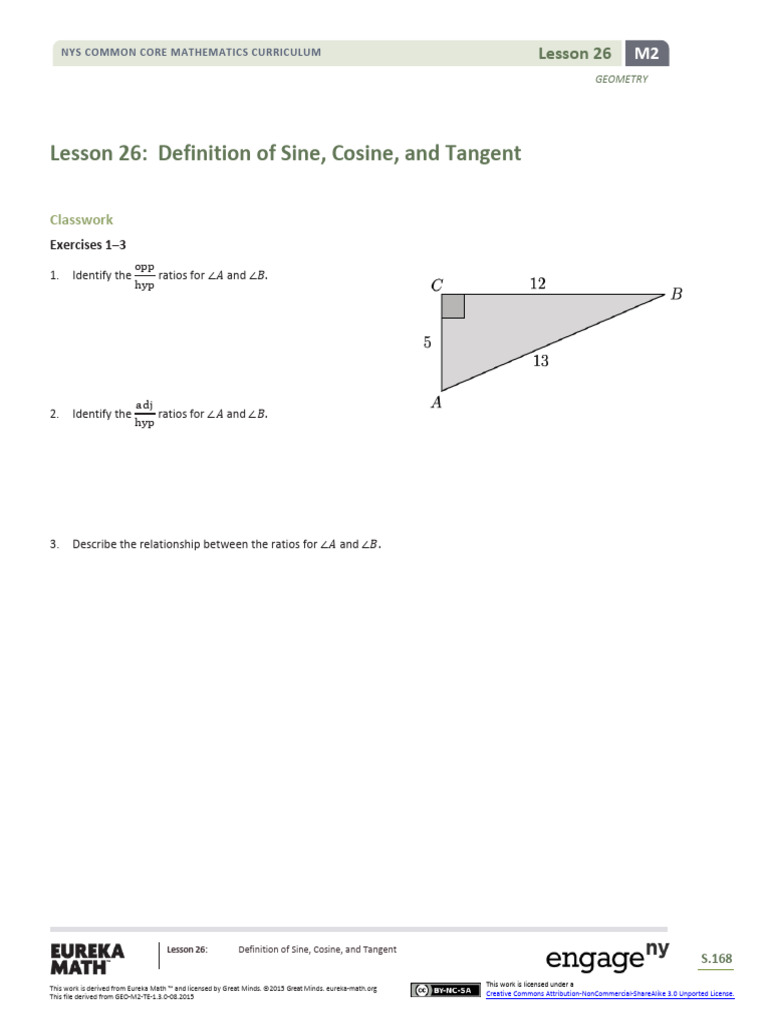 Geometry m2 Topic e Lesson 26 Student | PDF | Trigonometric Functions ...