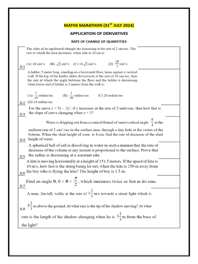 Maths Marathon Questions & Answers 2024 | PDF