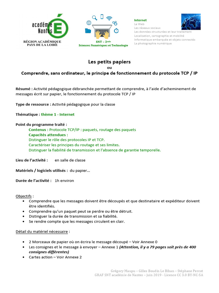Comprendre le protocole TCP/IP sans ordinateur | PDF | Protocoles ...