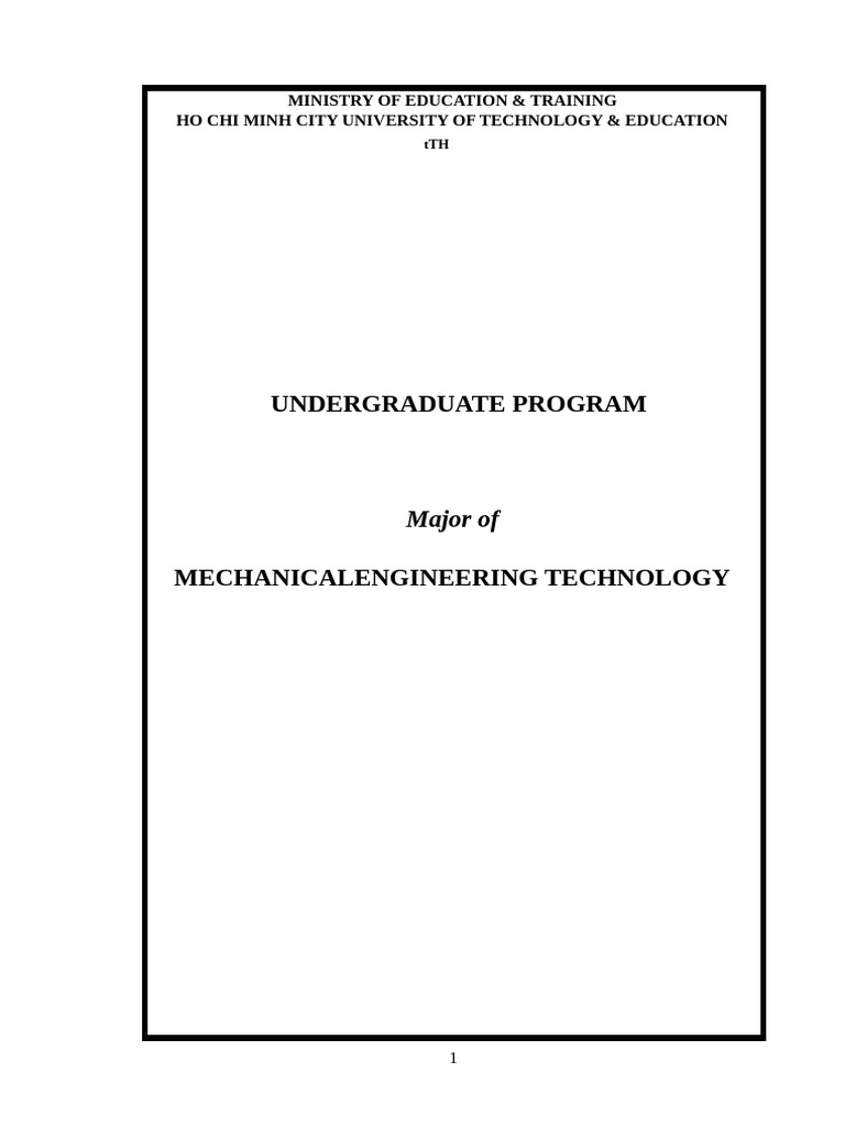 Mechanical Engineering Technology Program | PDF | Matrix (Mathematics ...