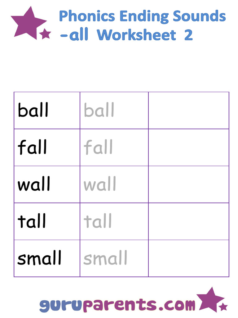 Phonics Ending Sounds All Worksheet 2 | PDF