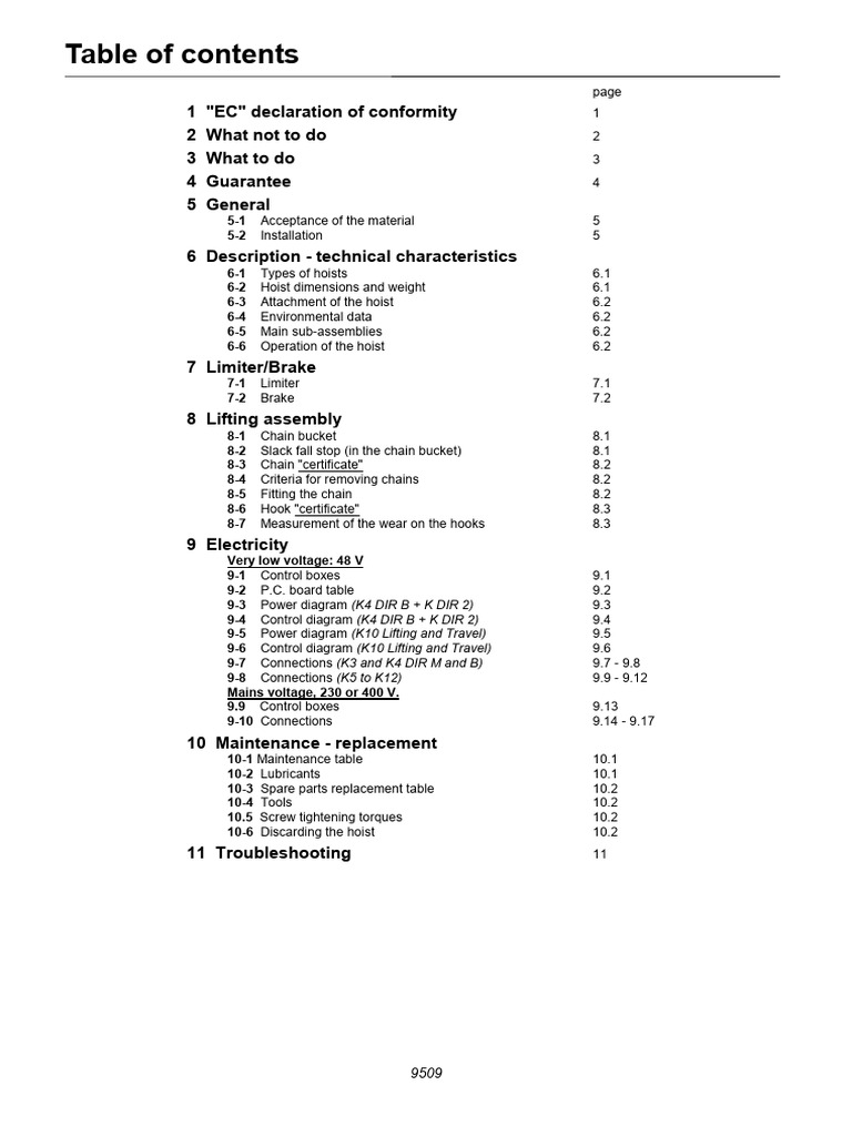 Electric Chain Hoist Maintenance Guide | PDF | Electrical Connector | Brake