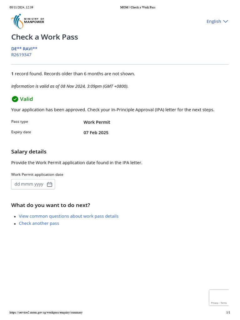 Work Permit Status Confirmation | PDF