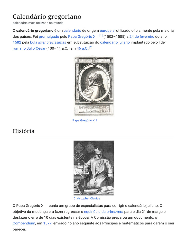 História do Calendário Gregoriano | PDF