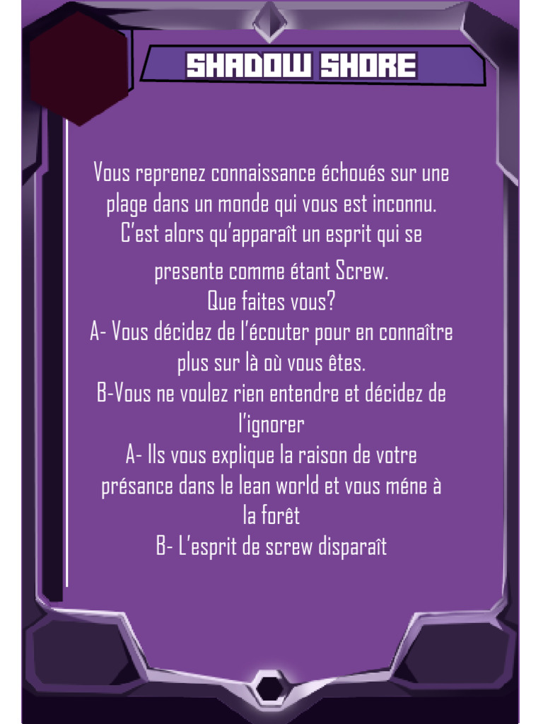 Aventure dans le monde de Shadow Shore | PDF
