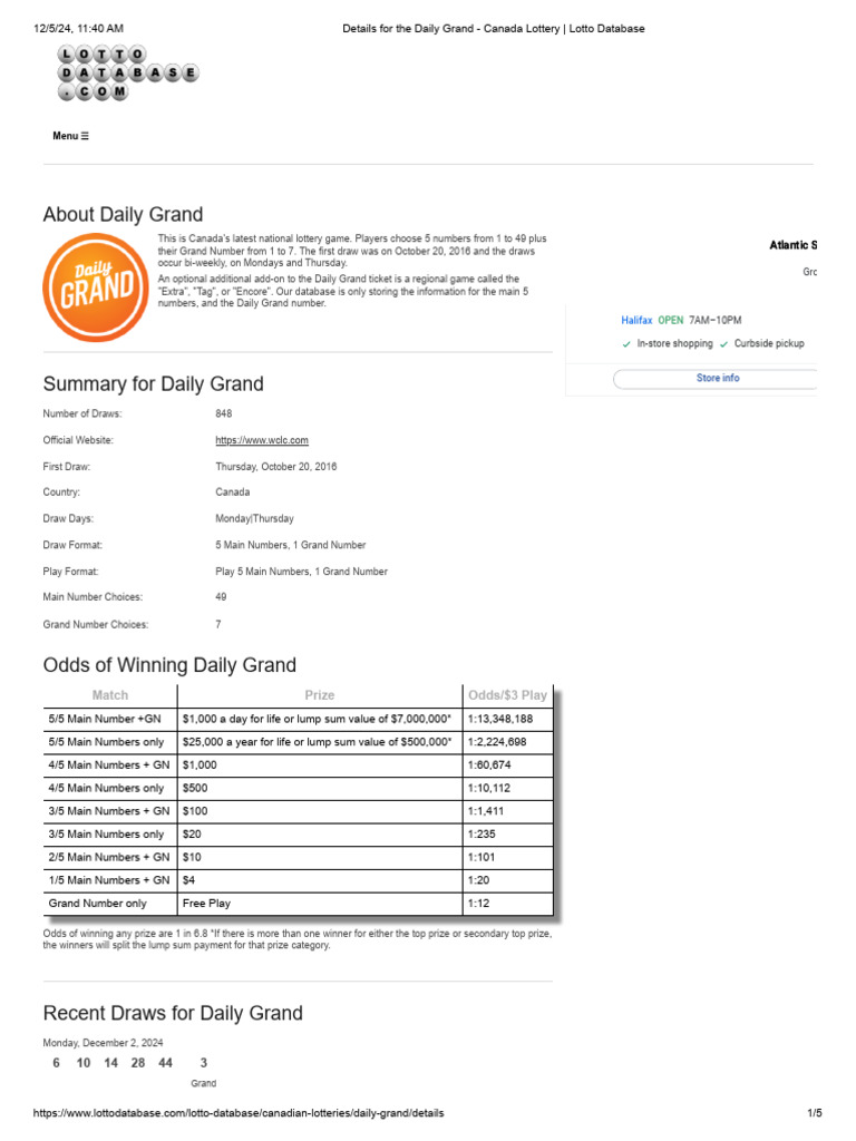 Daily Grand Lottery Overview Canada | PDF | Lottery | Headphones