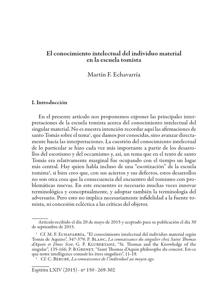 El Conocimiento Intelectual Del Individu | PDF | Tomás de Aquino ...