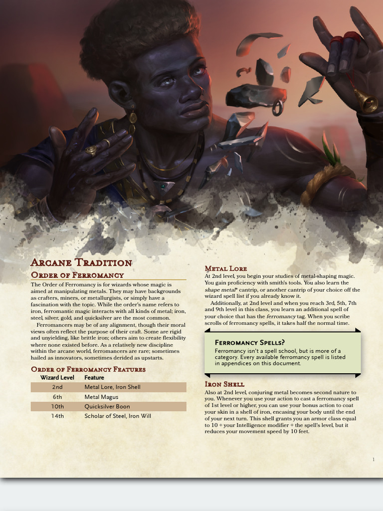 Order of Ferromancy Overview | PDF | Magician (Fantasy) | Metals