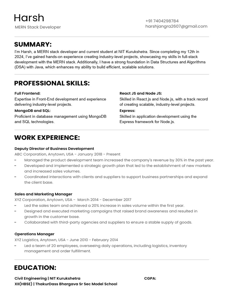 Business Resume #12524 | PDF