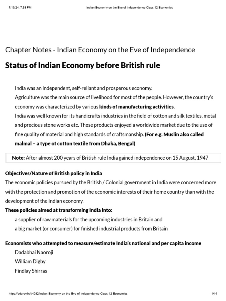 Indian Economy Pre-Independence Overview | PDF | Economy Of India ...