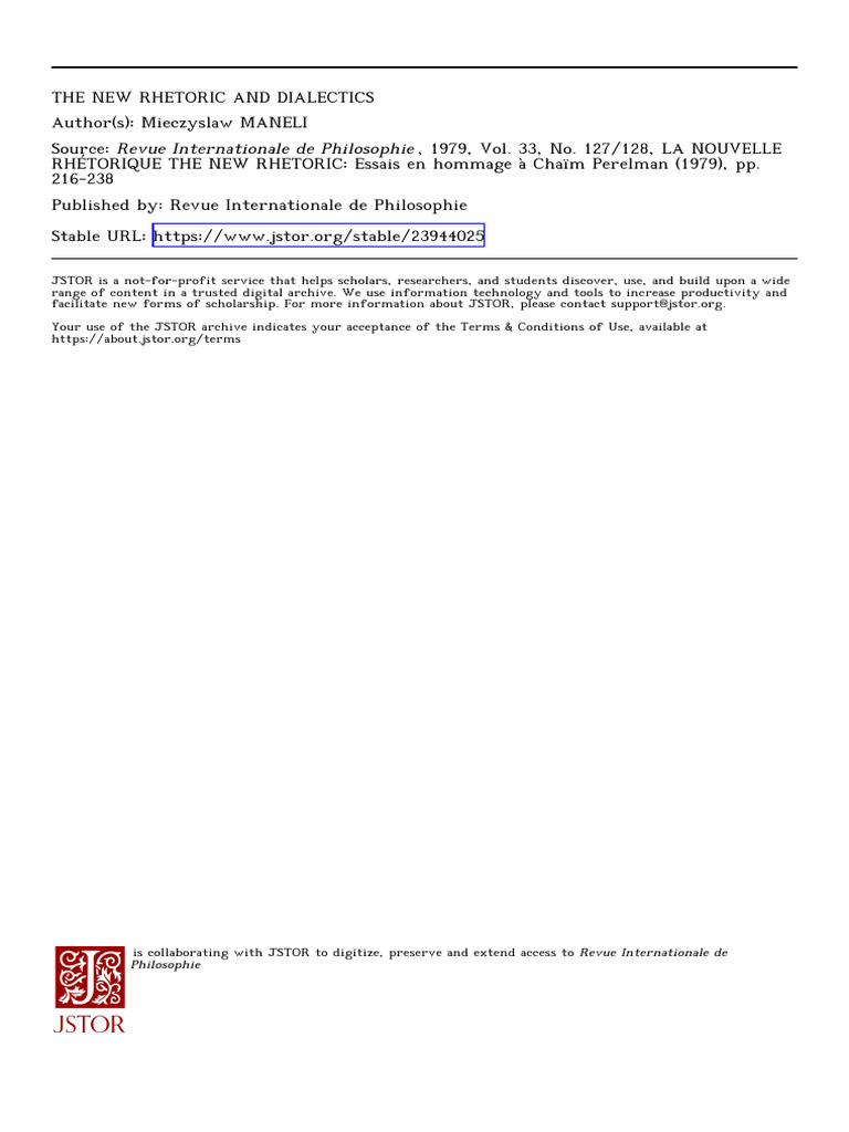 New Rhetoric and Dialectics Explored | PDF | Dialectic | Truth