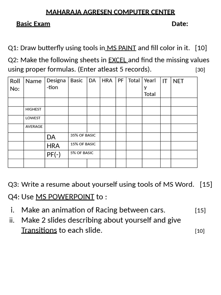 Question Paper 5 | PDF