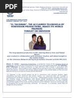 Download El Talismn the acclaimed telenovela by Venevision productions makes its world premiere  by Adriana Cisneros SN80117879 doc pdf