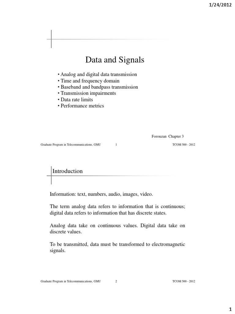 Data and Signals Lecture 1 | PDF | Signal To Noise Ratio | Decibel