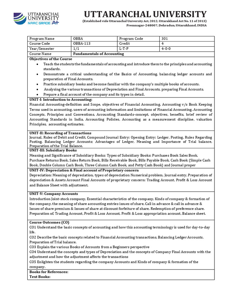 Fundamentals of Accounting Course Guide | PDF | Debits And Credits ...