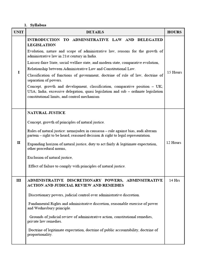 Administrative Law Syllabus | PDF | Administrative Law | Judiciaries