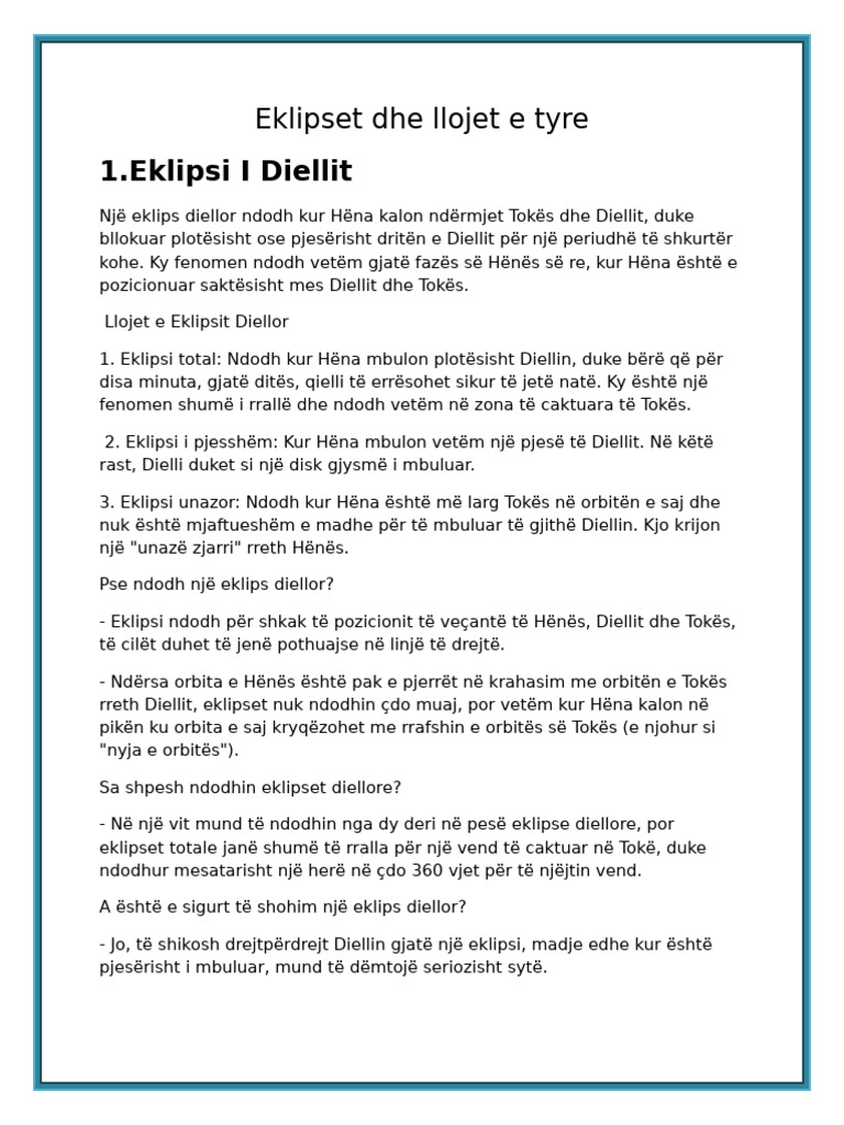 Eklipset Dhe Llojet e Tyre | PDF