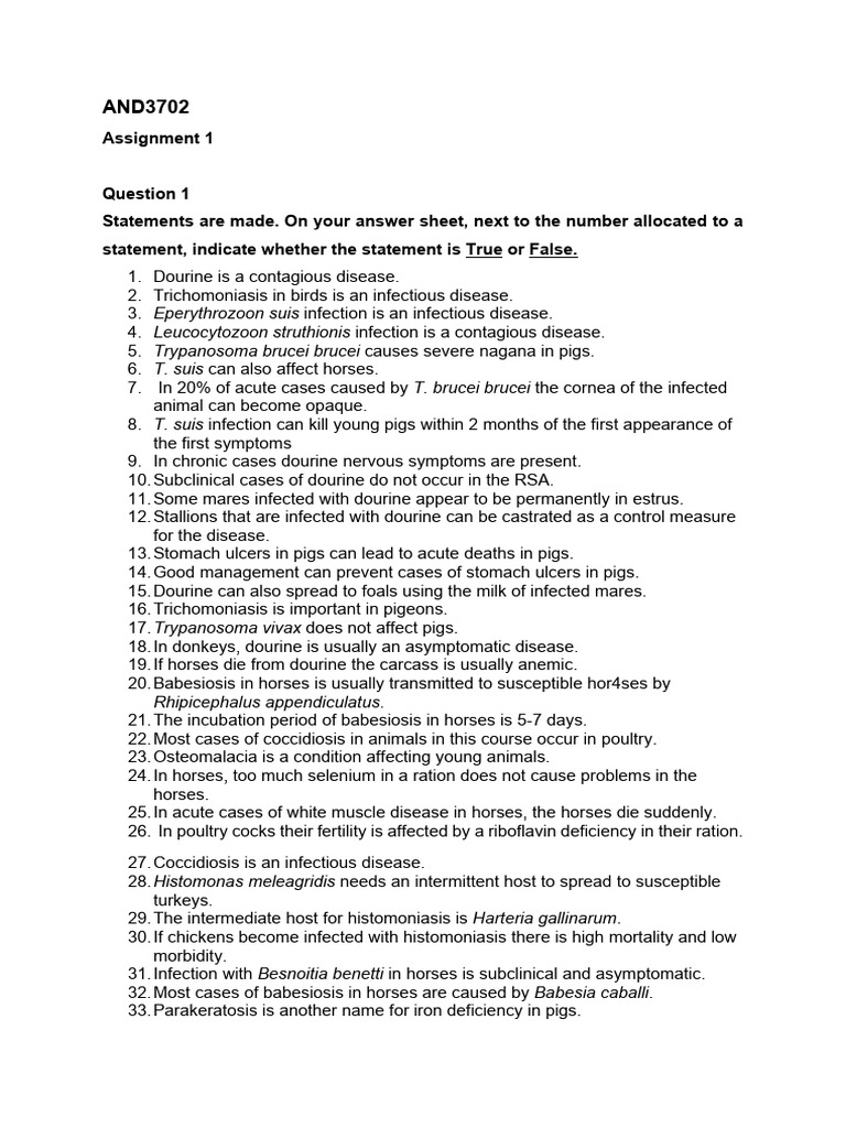 AND3702 - Sem 2 Assignment 1 - 2023 | PDF | Infection | Medical Specialties