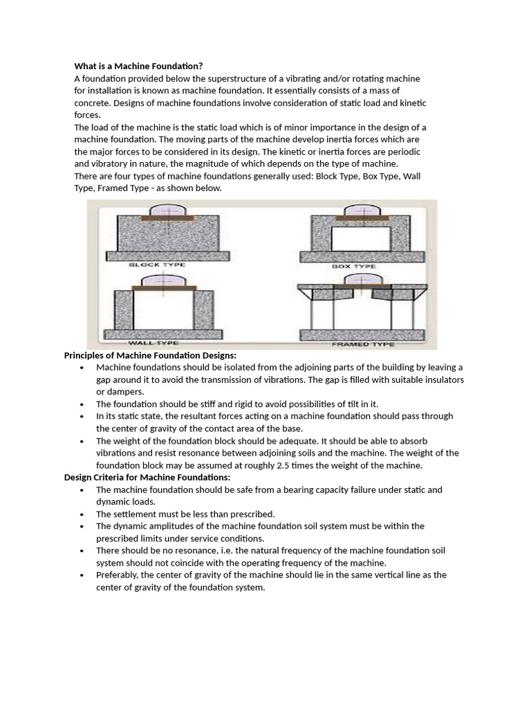 Types of Machine Foundations Explained | PDF | Force | Foundation ...