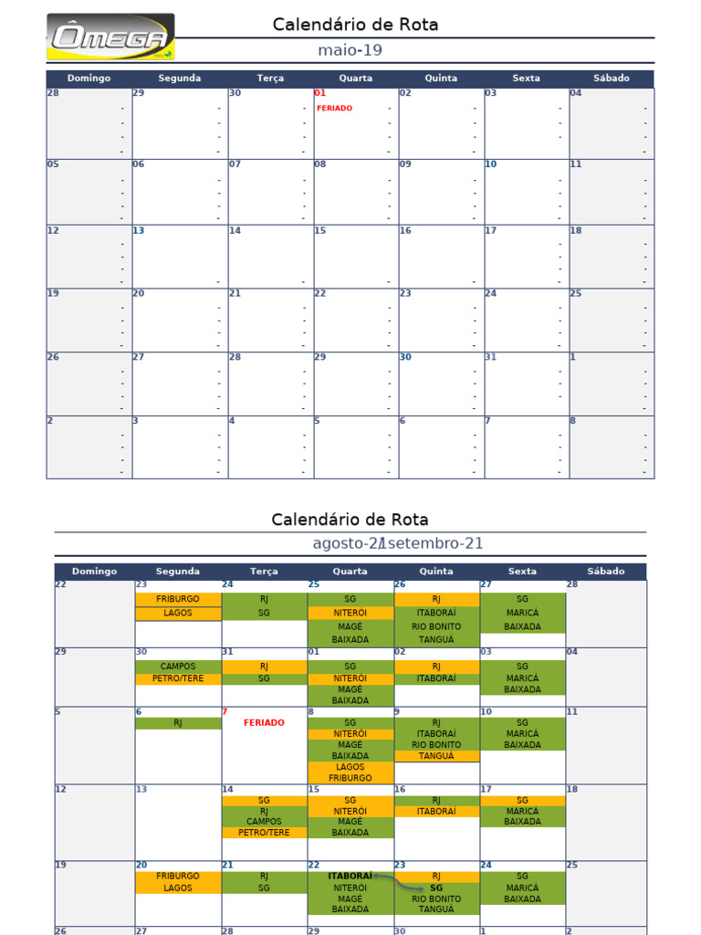 Calendário de Rota 2021-2023 | PDF