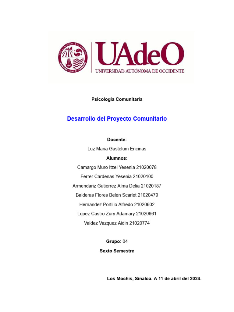Desarrollo Del Proyecto Comunitario | PDF | Comunicación | Evaluación